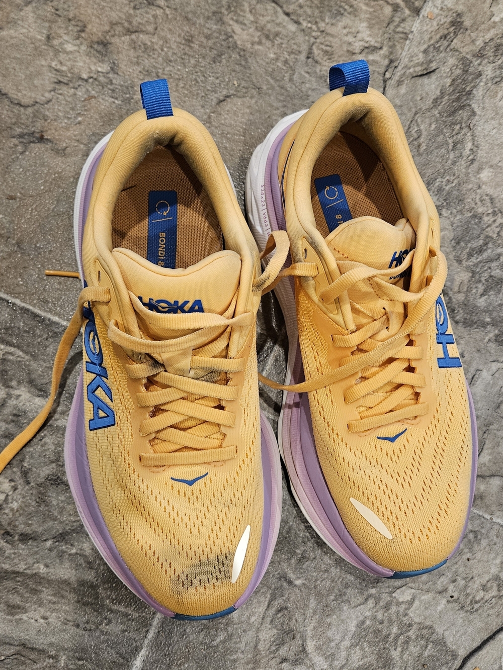HOKA Women’s Yellow and Lavender Running Shoes
